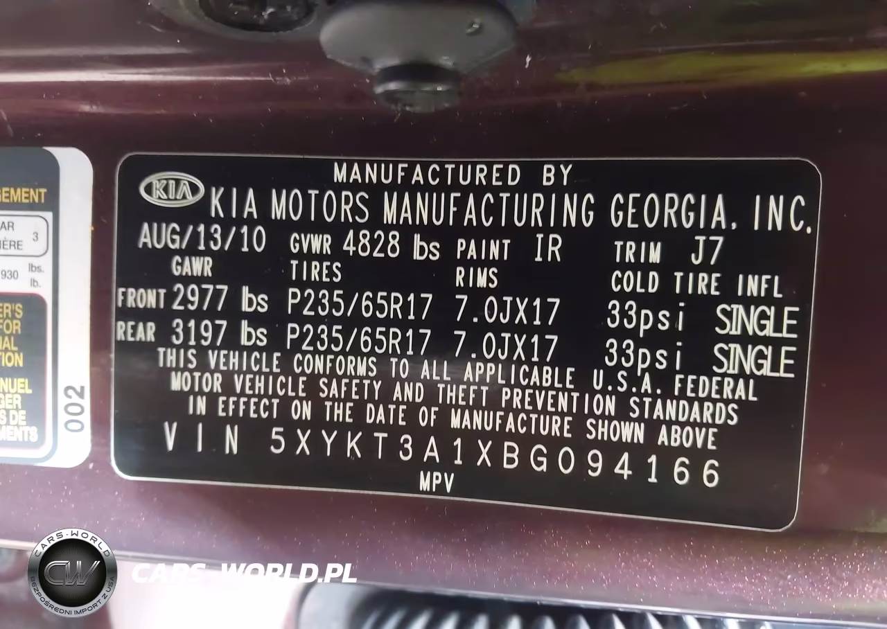2011 Kia Sorento Lx VIN:5XYKT3A1XBG094166 - 9