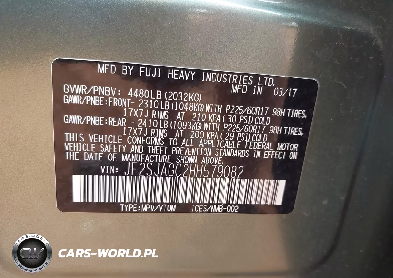 2017 Subaru Forester 2.5I Premium VIN:JF2SJAGC2HH579082 - 9