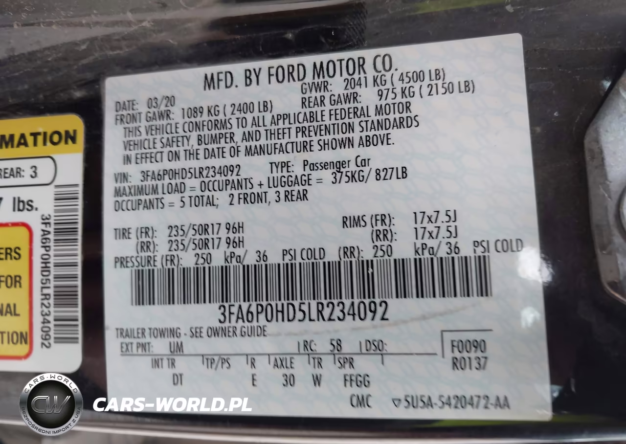 2020 Ford Fusion Se VIN:3FA6P0HD5LR234092 - 9