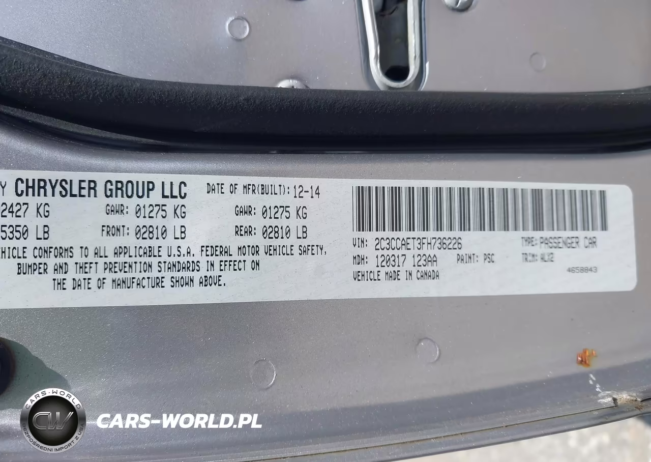 2015 Chrysler 300C VIN:2C3CCAET3FH736226 - 9