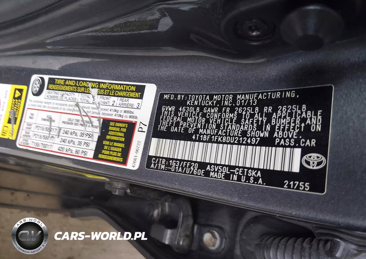 2013 Toyota Camry Se VIN:4T1BF1FK8DU212497 - 9