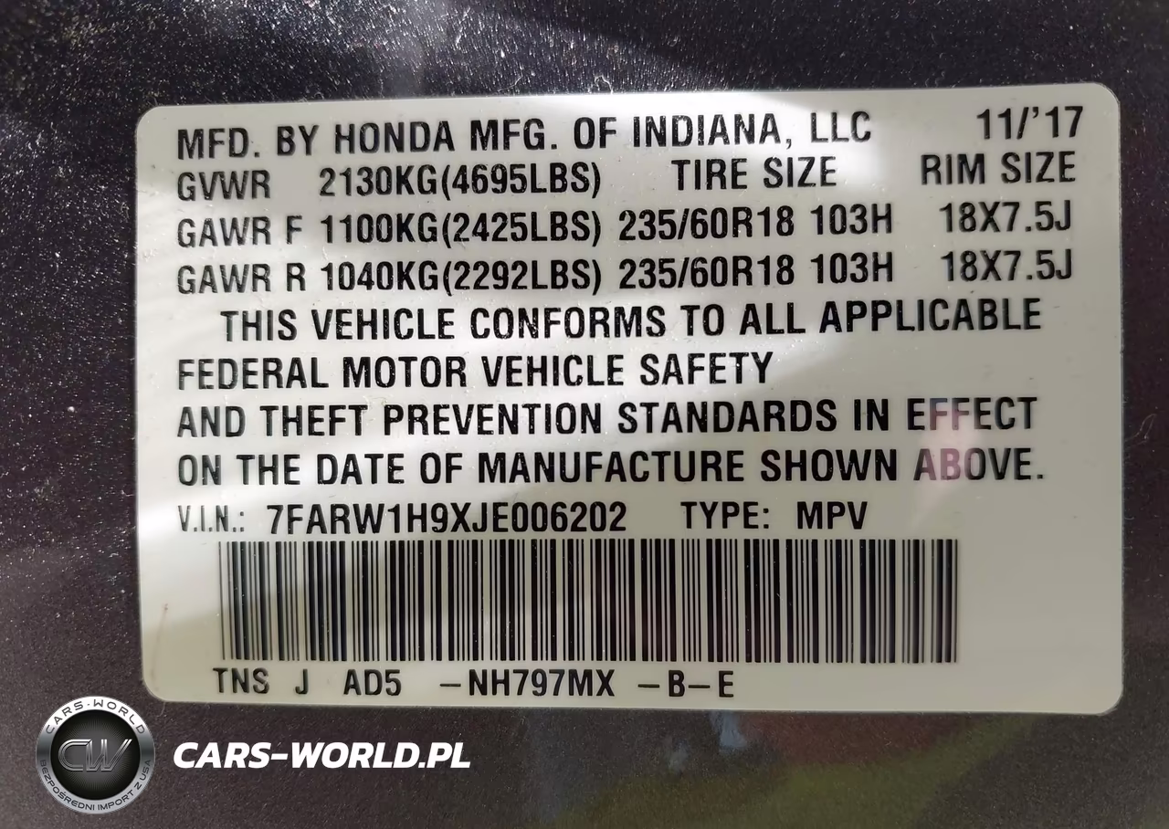 2018 Honda Cr-V Touring VIN:7FARW1H9XJE006202 - 9