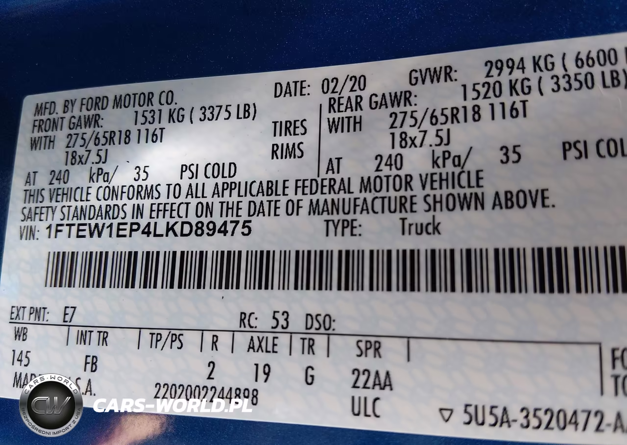 2020 Ford F-150 Xlt VIN:1FTEW1EP4LKD89475 - 9