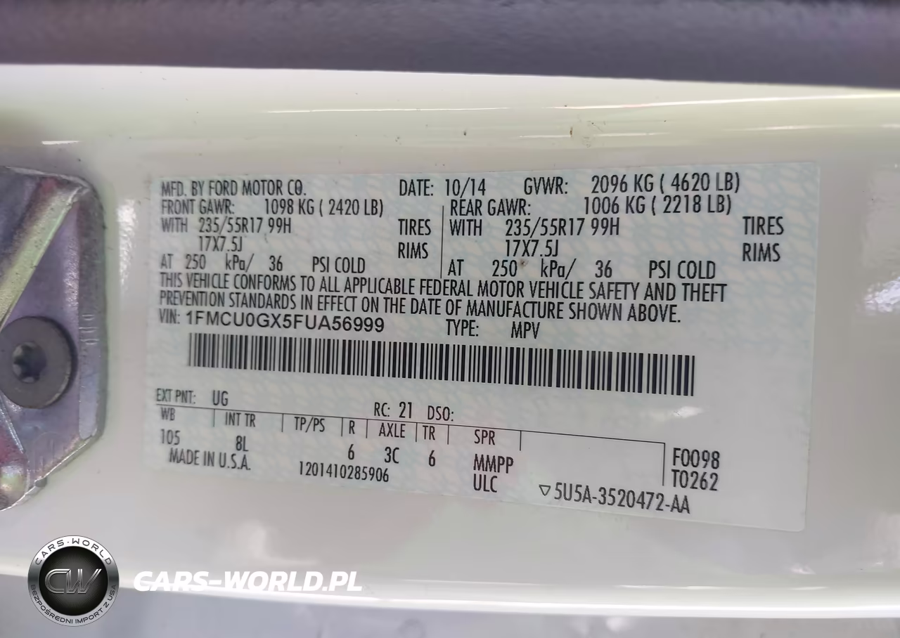 2015 Ford Escape Se VIN:1FMCU0GX5FUA56999 - 9