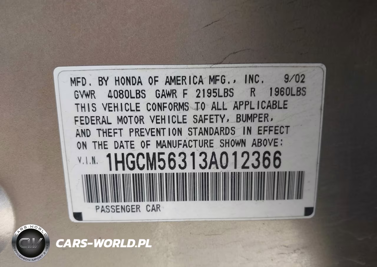 2003 Honda Accord Sdn Lx VIN:1HGCM56313A012366 - 9
