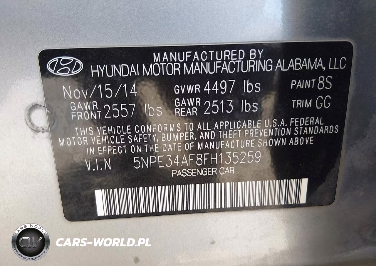 2015 Hyundai Sonata Sport VIN:5NPE34AF8FH135259 - 9