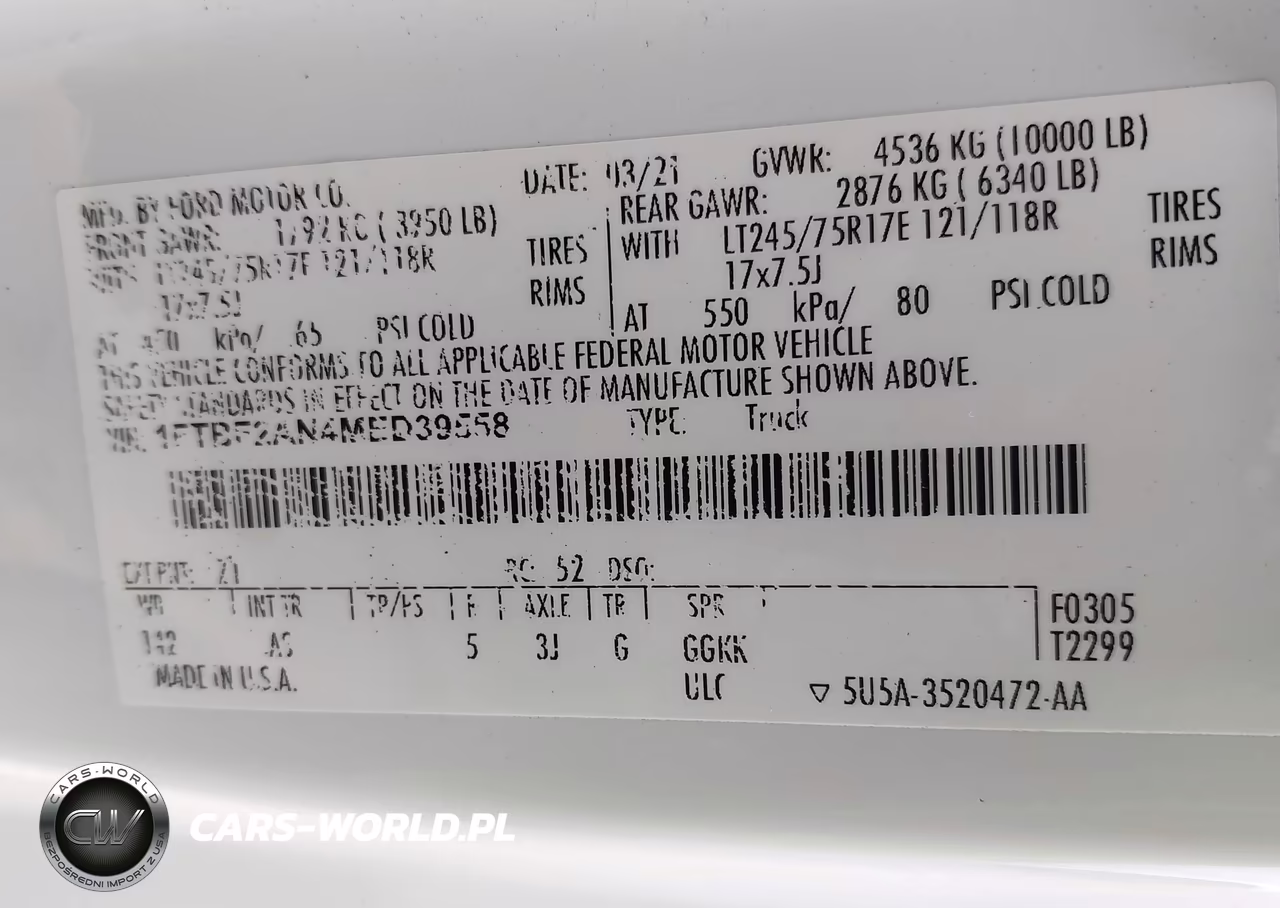 2021 Ford F-250 Xl VIN:1FTBF2AN4MED39558 - 9