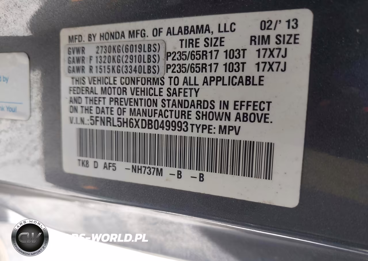 2013 Honda Odyssey Ex-L VIN:5FNRL5H6XDB049993 - 9