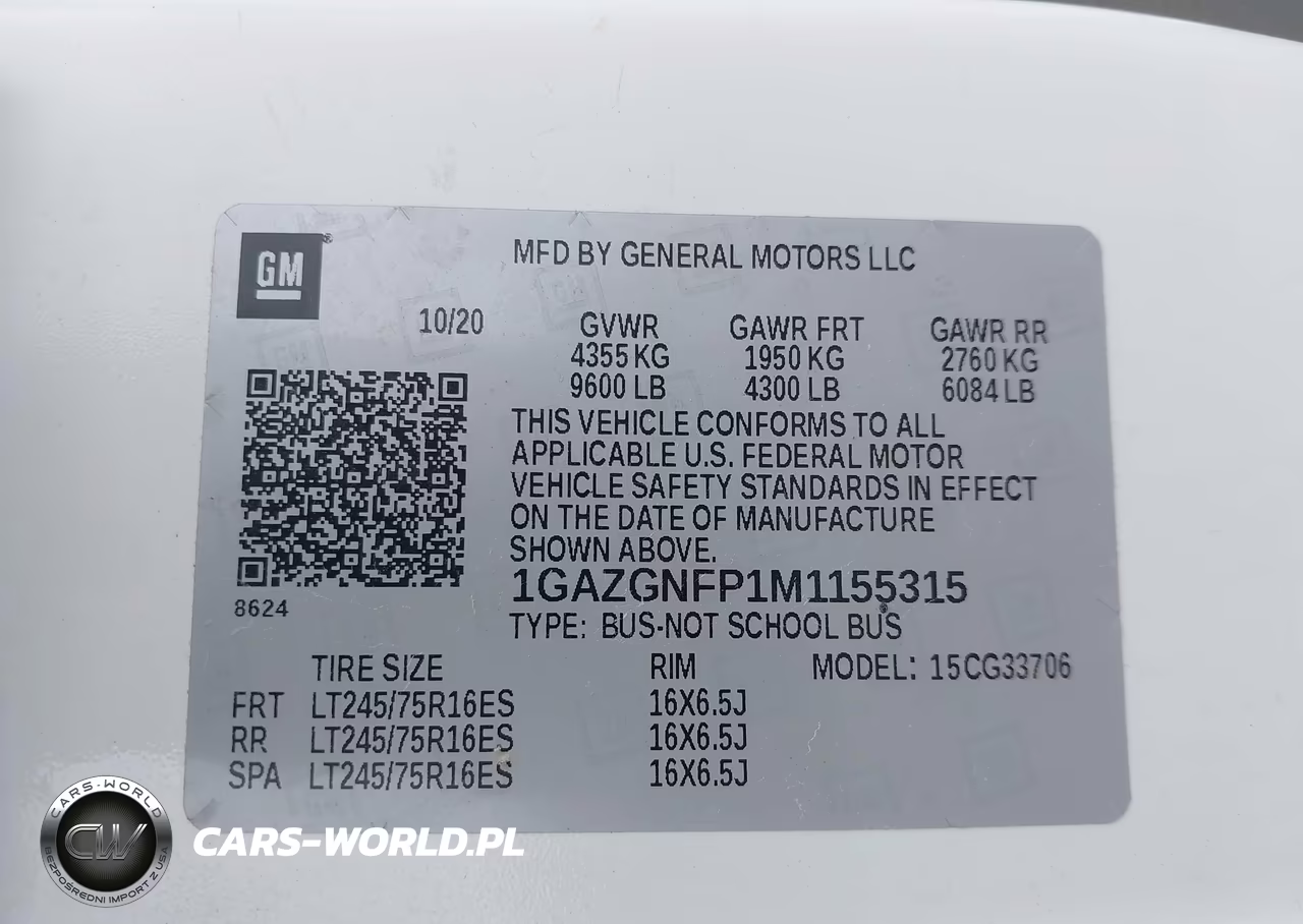 2021 Chevrolet Express Passenger Rwd 3500 Extended Wheelbase Ls VIN:1GAZGNFP1M1155315 - 9