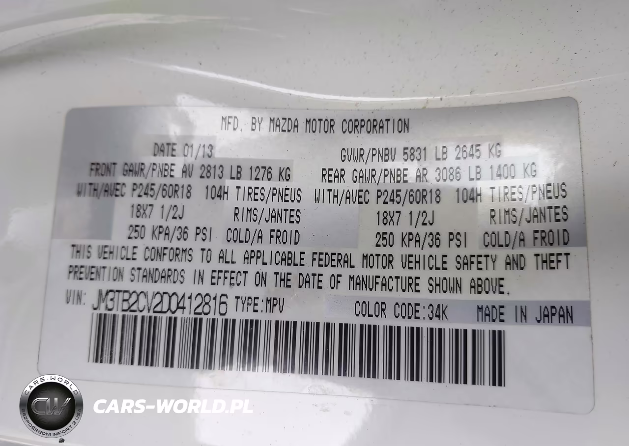 2013 Mazda Cx-9 Touring VIN:JM3TB2CV2D0412816 - 9