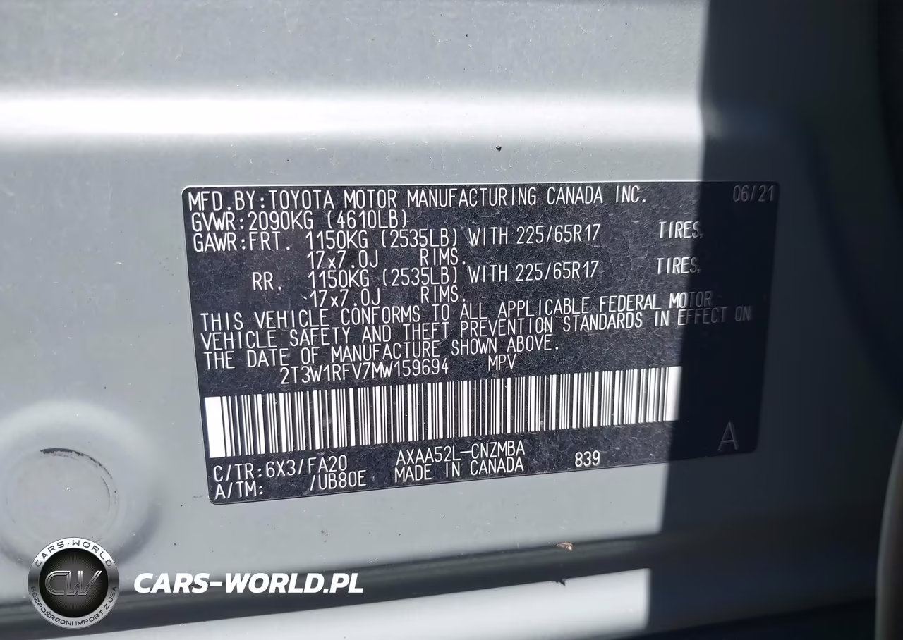 2021 Toyota Rav4 Xle VIN:2T3W1RFV7MW159694 - 9