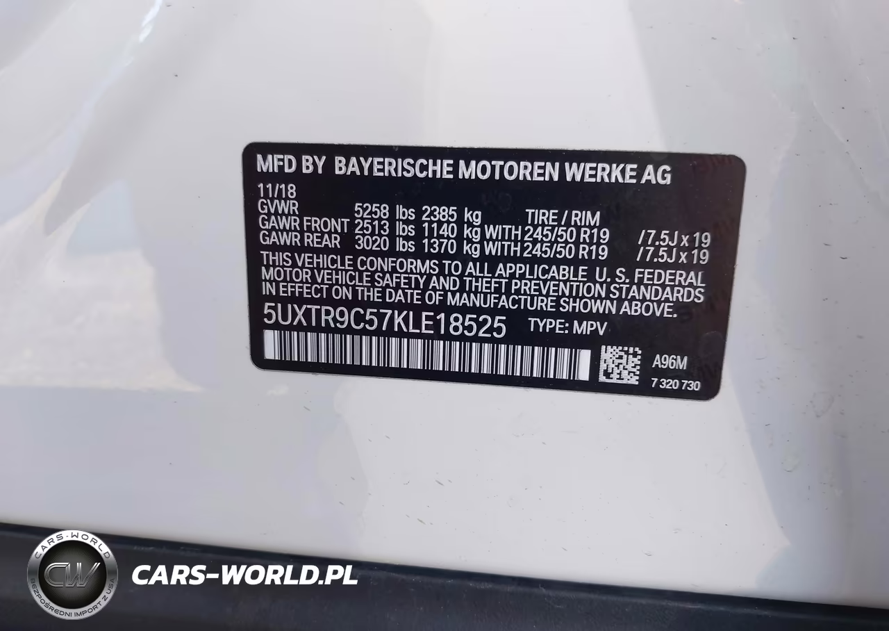 2019 BMW X3 xDrive30I VIN:5UXTR9C57KLE18525 - 9