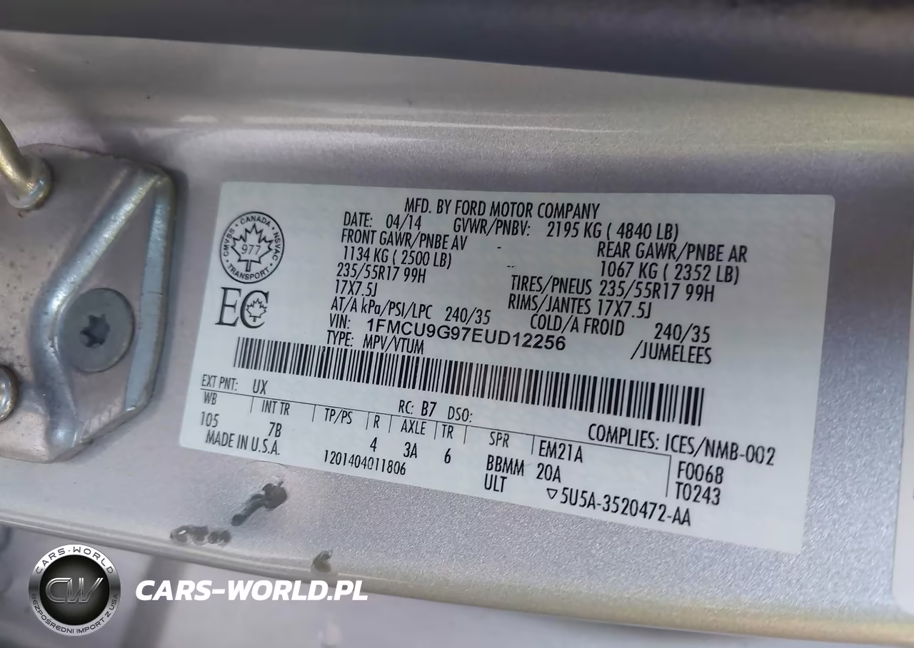 2014 Ford Escape Se VIN:1FMCU9G97EUD12256 - 9