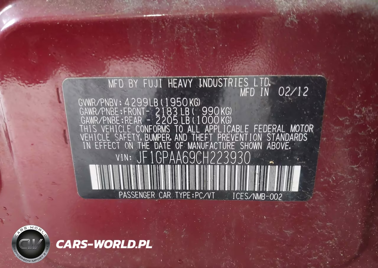 2012 Subaru Impreza 2.0I VIN:JF1GPAA69CH223930 - 9