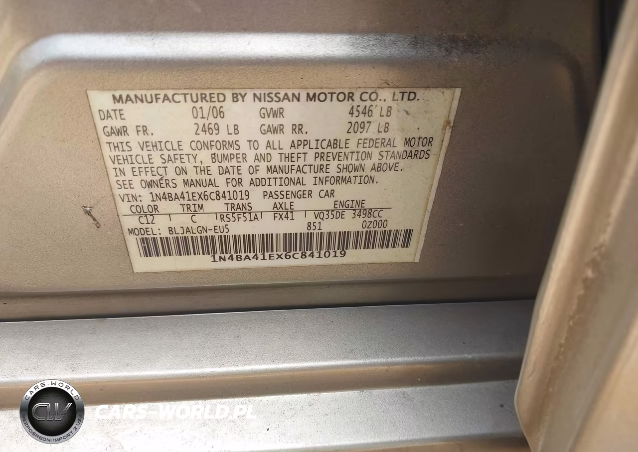 2006 Nissan Maxima 3.5 Sl VIN:1N4BA41EX6C841019 - 9