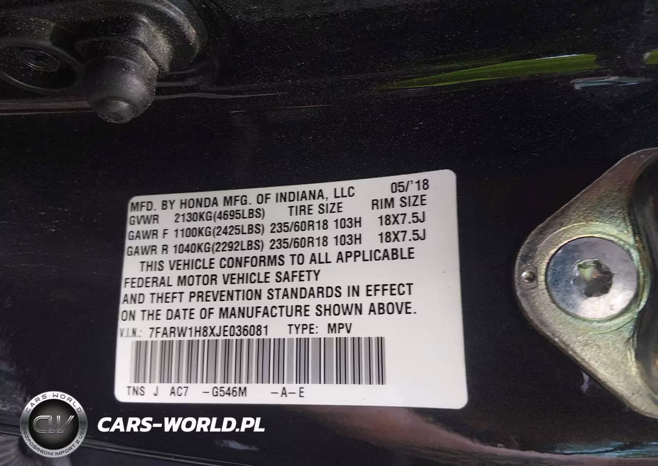 2018 Honda Cr-V Ex-L-Ex-L Navi VIN:7FARW1H8XJE036081 - 9