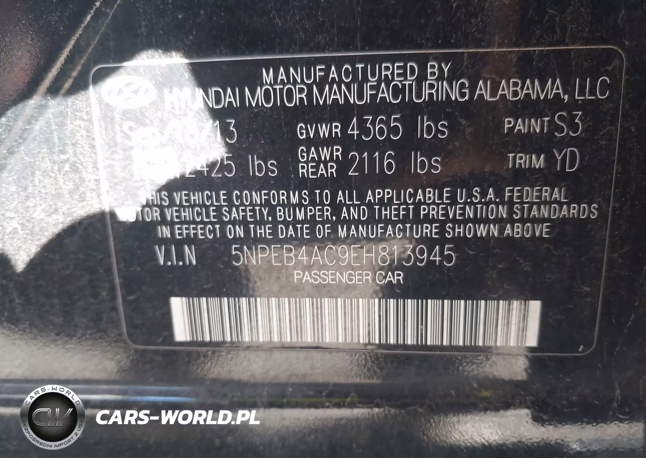 2014 Hyundai Sonata Gls VIN:5NPEB4AC9EH813945 - 9