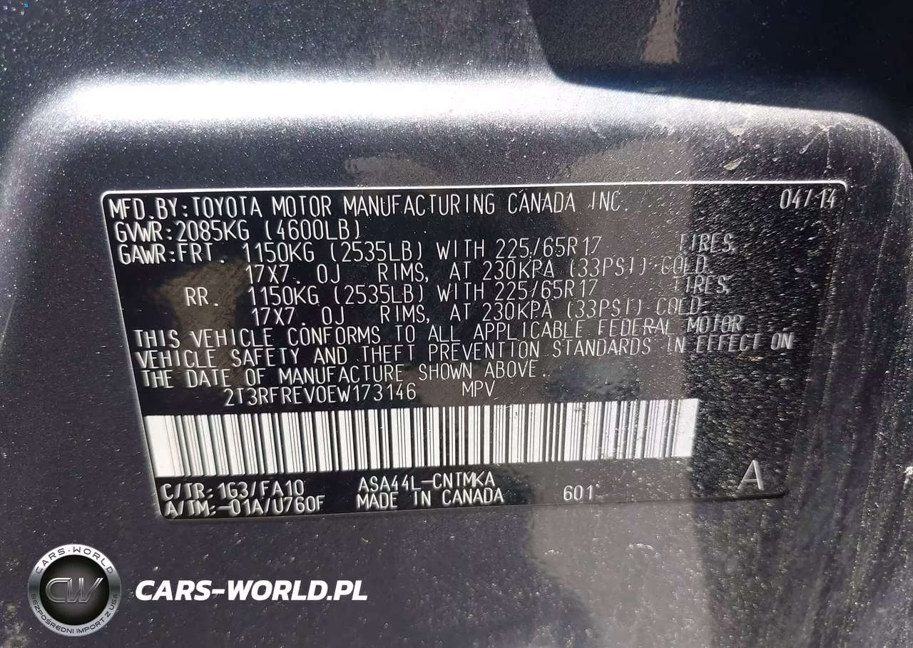 2014 Toyota Rav4 Xle VIN:2T3RFREV0EW173146 - 9