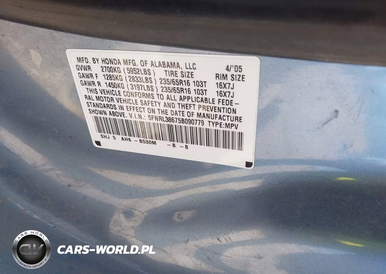 2005 Honda Odyssey Ex-L VIN:5FNRL38675B090779 - 9