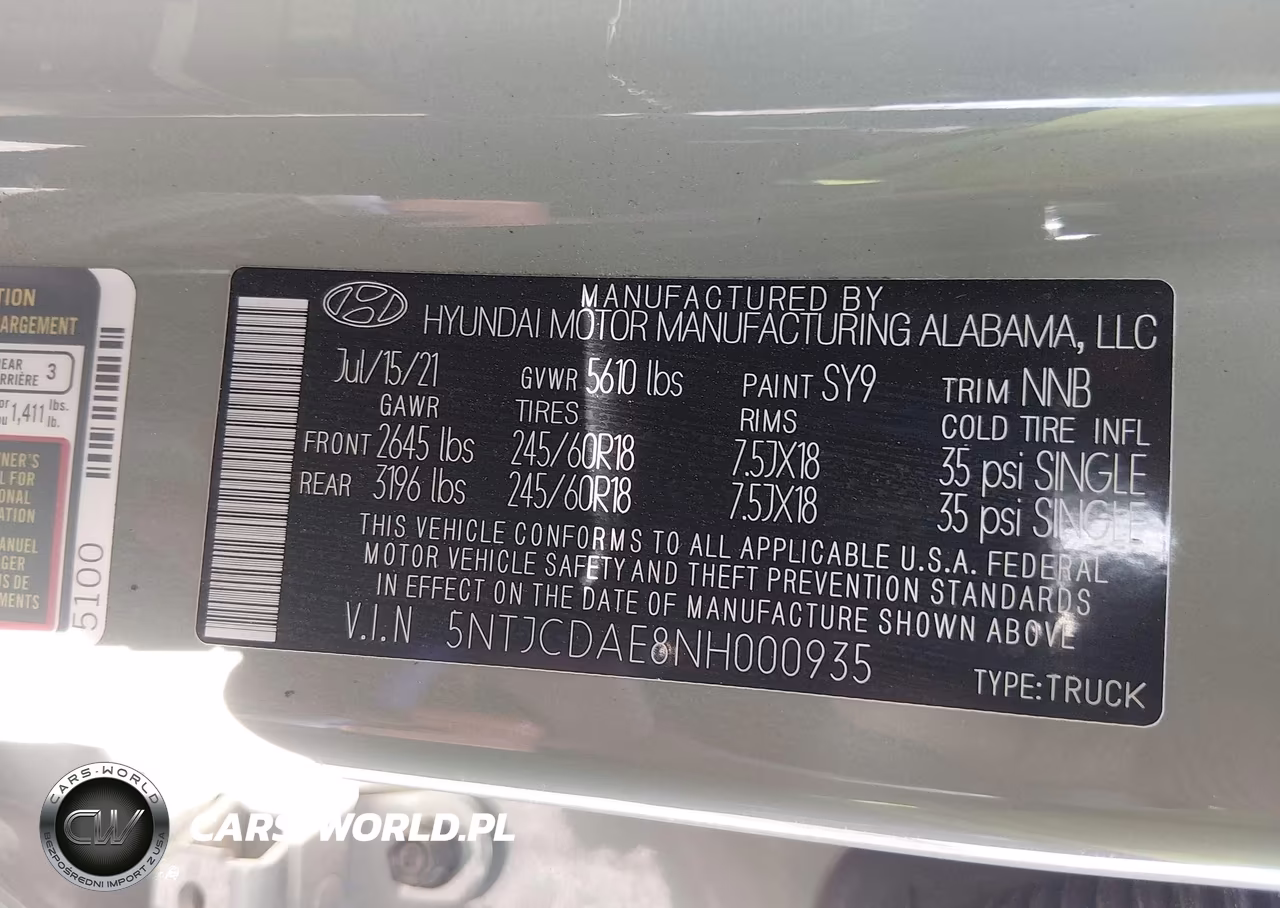 2022 Hyundai Santa Cruz Sel VIN:5NTJCDAE8NH000935 - 9