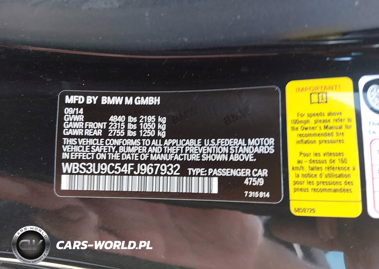 2015 BMW M4 VIN:WBS3U9C54FJ967932 - 9