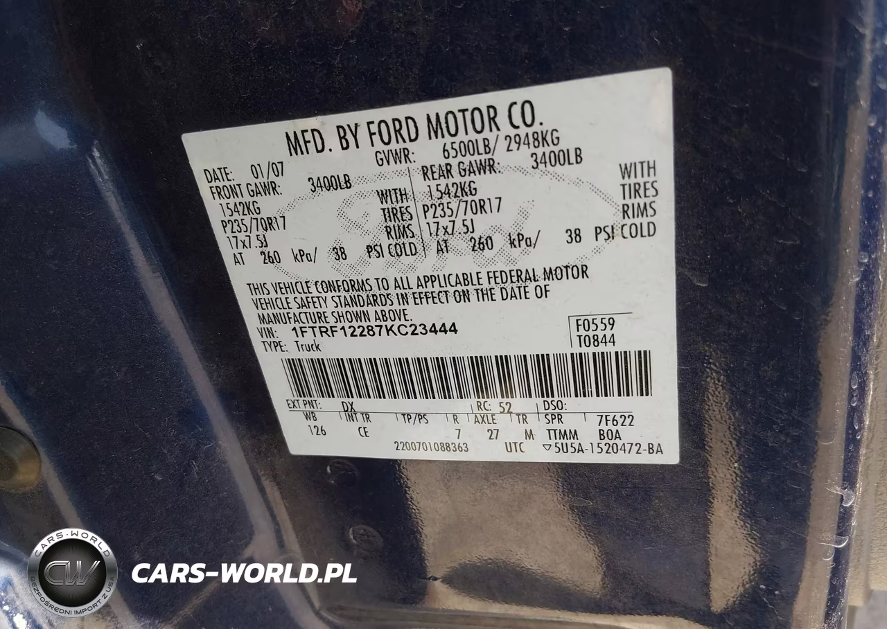 2007 Ford F-150 Stx-Xl-Xlt VIN:1FTRF12287KC23444 - 9