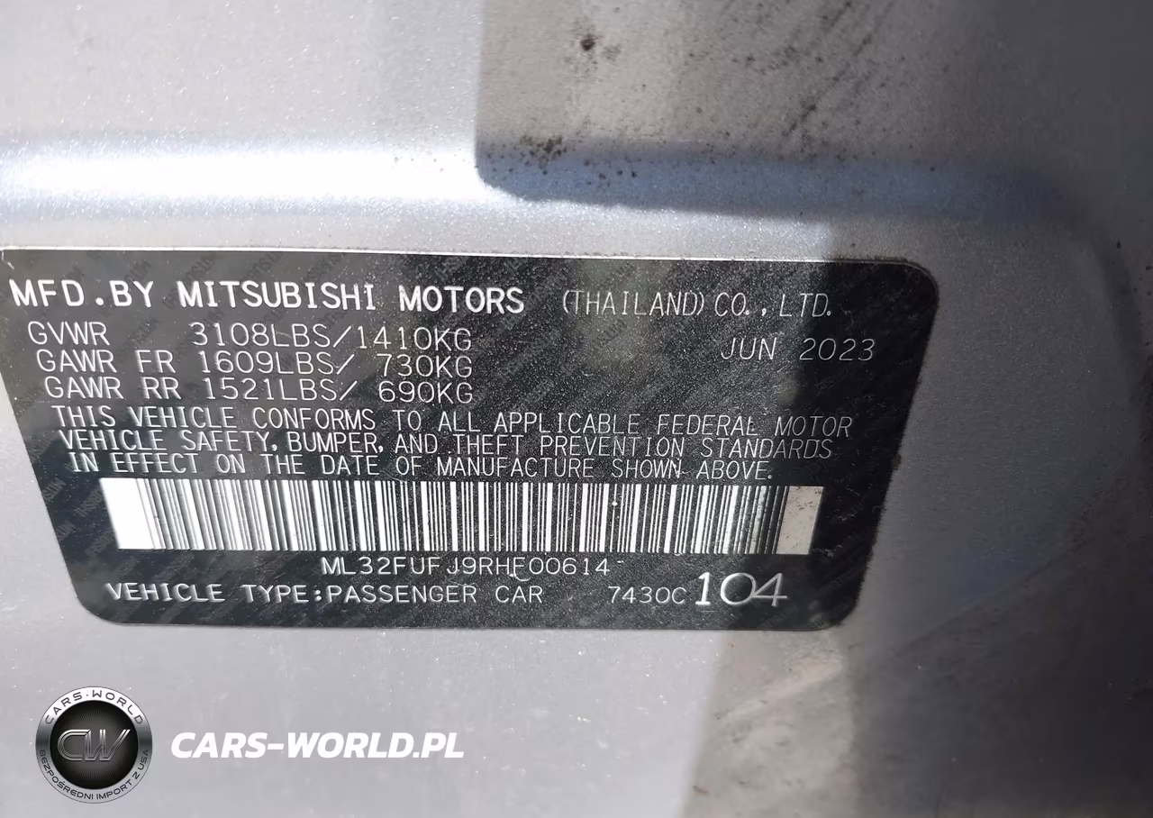 2024 Mitsubishi Mirage G4 Es VIN:ML32FUFJ9RHF00614 - 9