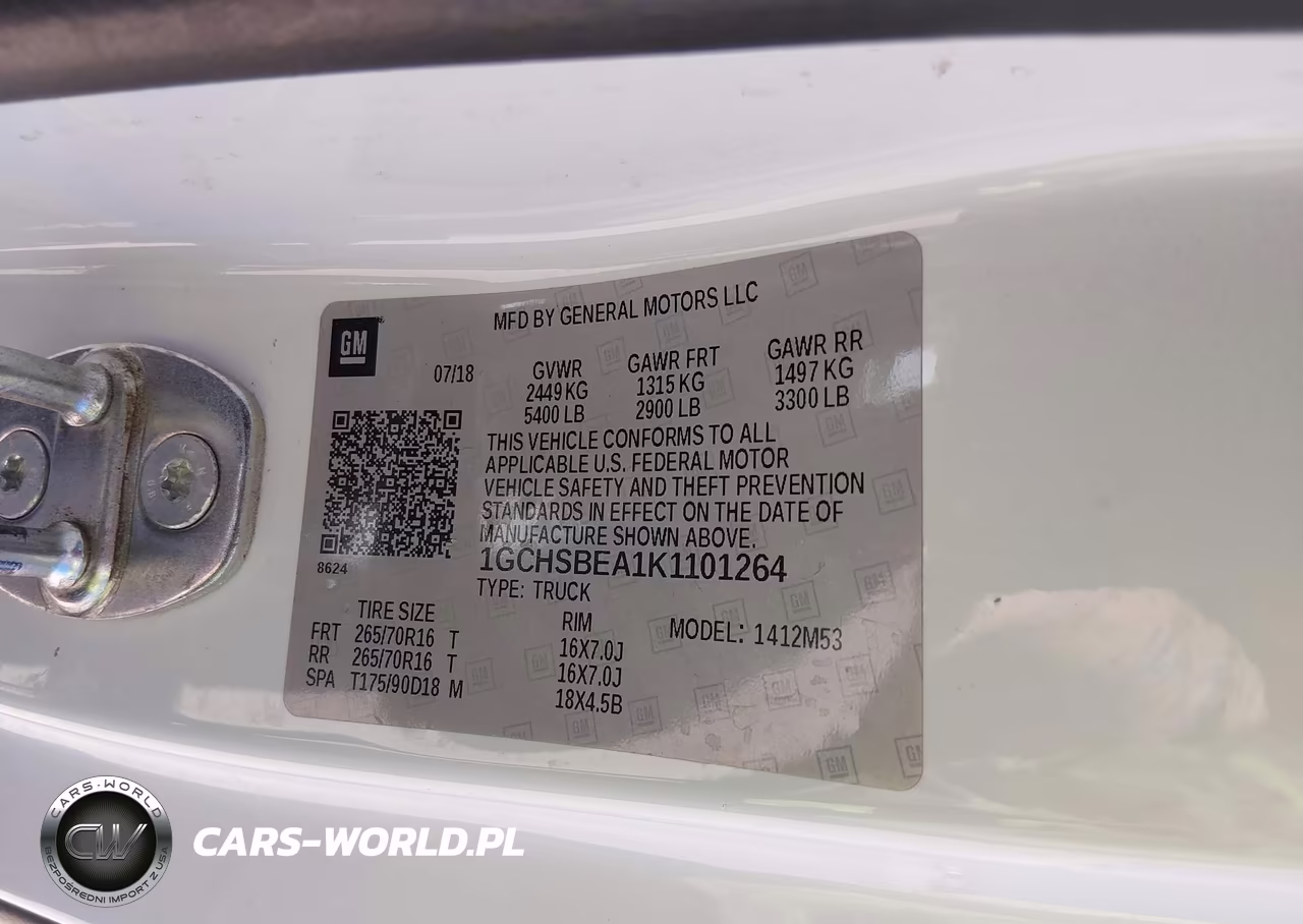 2019 Chevrolet Colorado Wt VIN:1GCHSBEA1K1101264 - 9