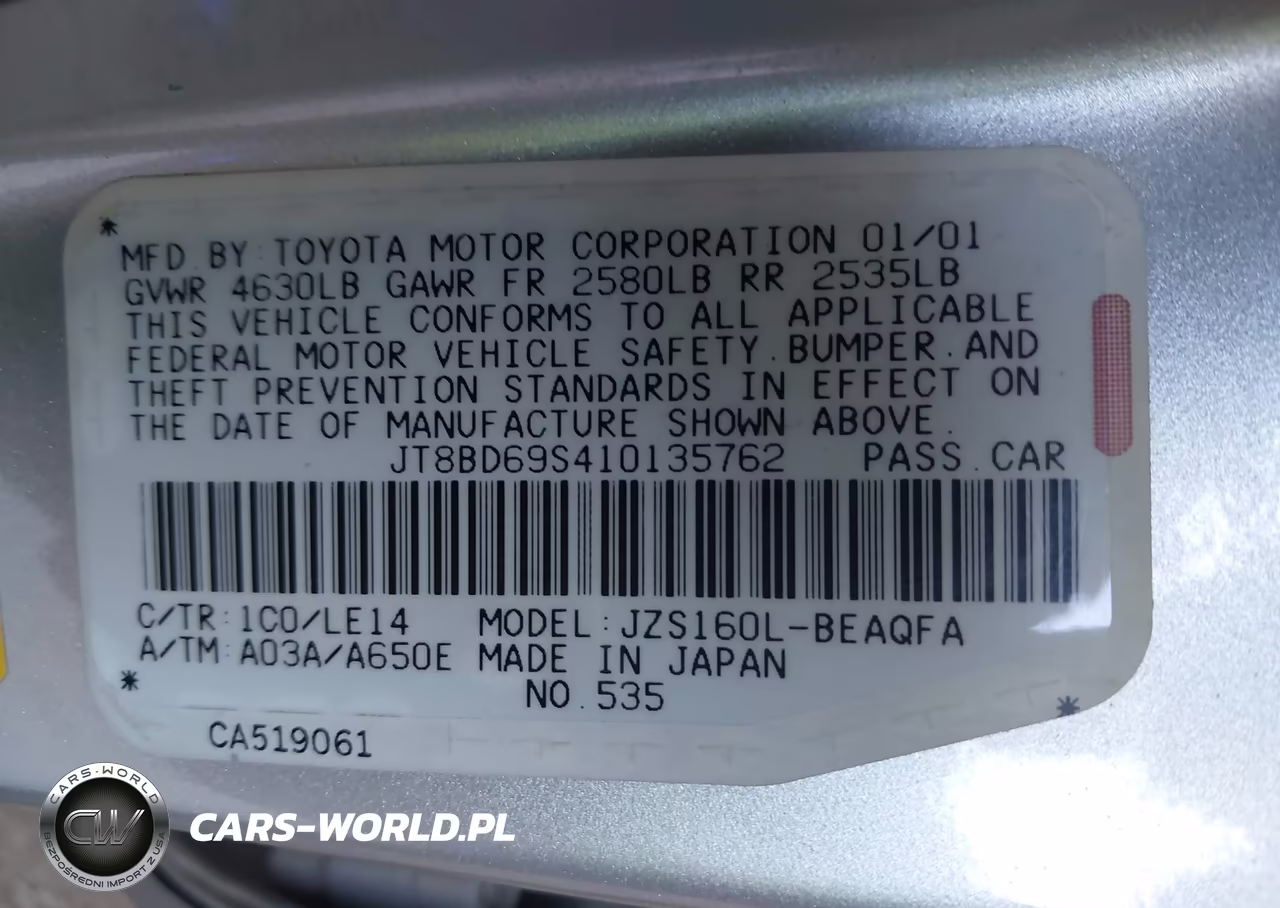 2001 Lexus Gs 300 VIN:JT8BD69S410135762 - 9