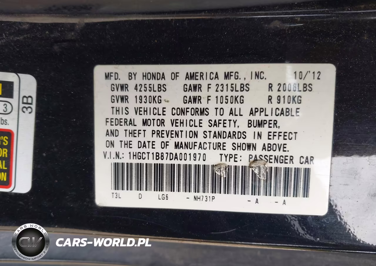 2013 Honda Accord Ex-L VIN:1HGCT1B87DA001970 - 9