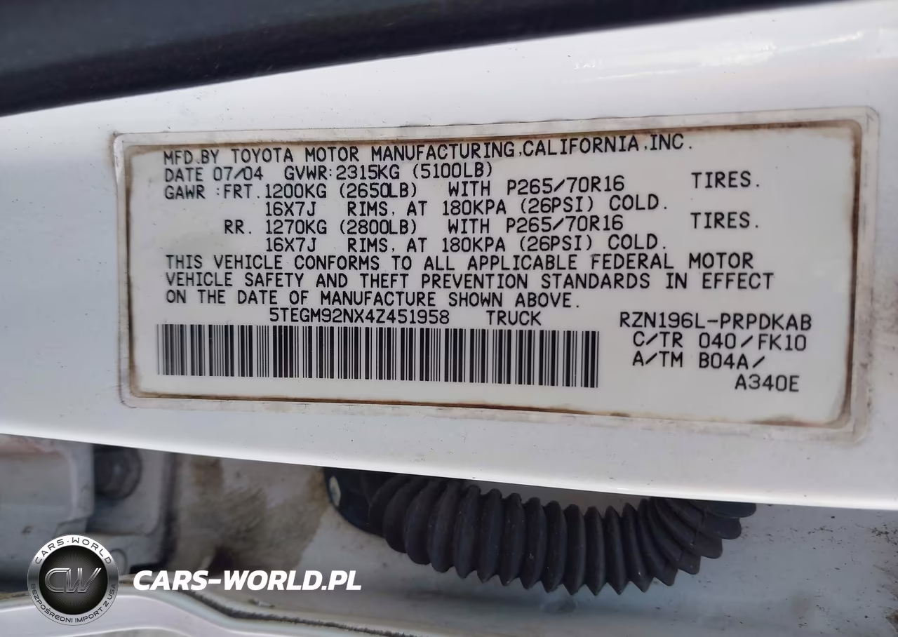 2004 Toyota Tacoma Prerunner VIN:5TEGM92NX4Z451958 - 9
