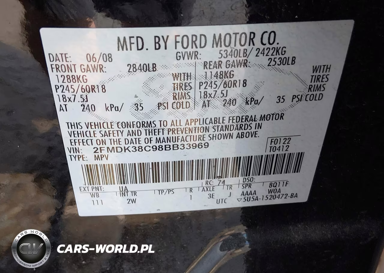 2008 Ford Edge Sel VIN:2FMDK38C98BB33969 - 9