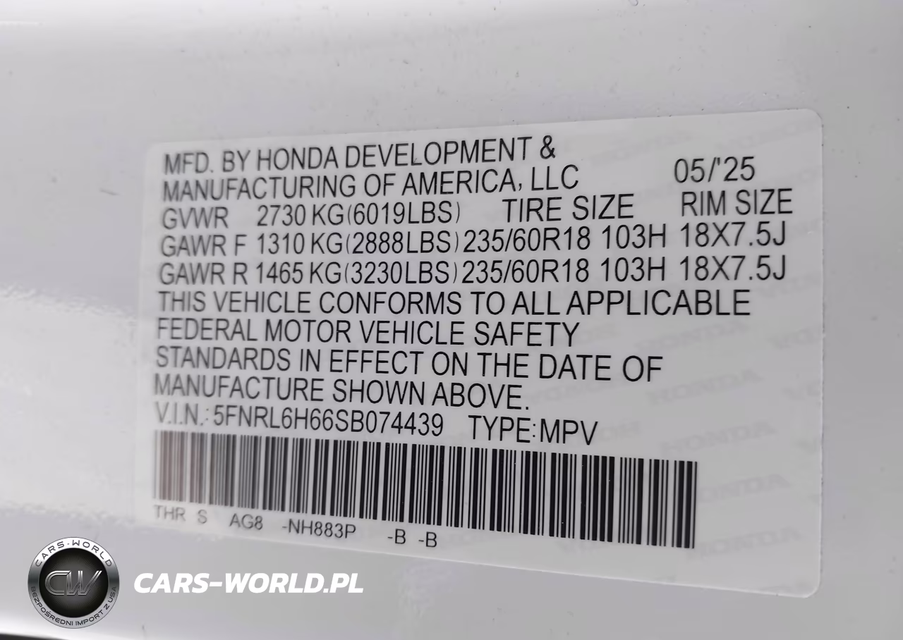 2025 Honda Odyssey Ex-L VIN:5FNRL6H66SB074439 - 9