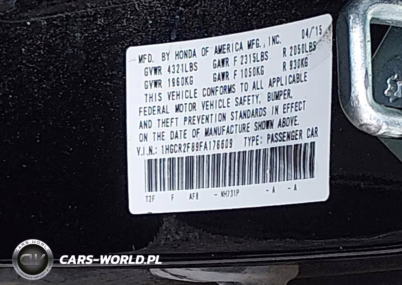 2015 Honda Accord Ex-L VIN:1HGCR2F89FA176609 - 9