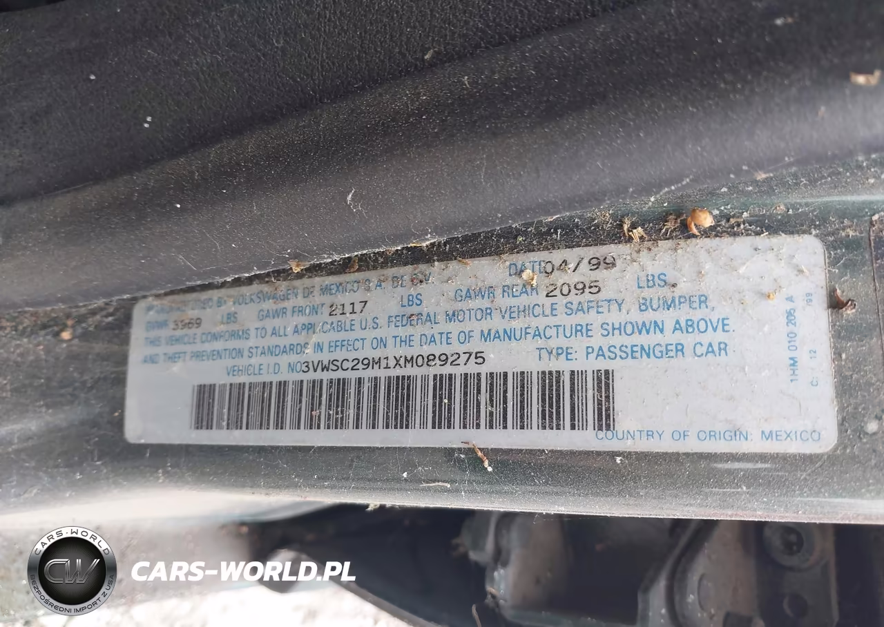 1999 Volkswagen New Jetta Gls VIN:3VWSC29M1XM089275 - 9