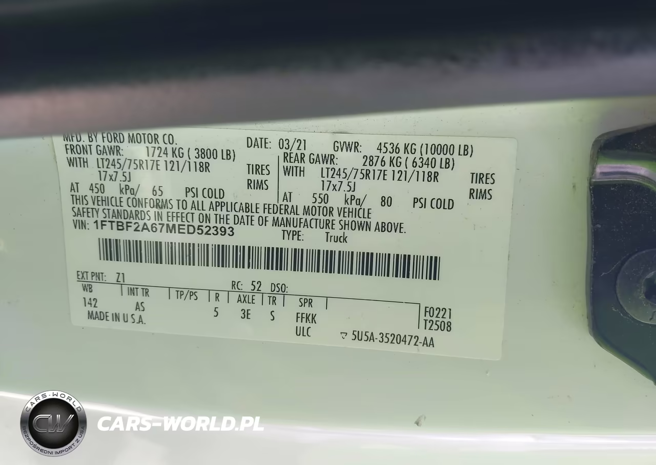2021 Ford F-250 Xl VIN:1FTBF2A67MED52393 - 9