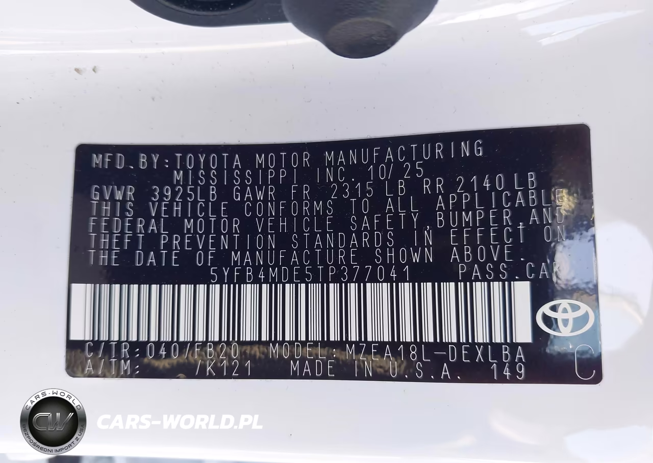 2026 Toyota Corolla Le VIN:5YFB4MDE5TP377041 - 9
