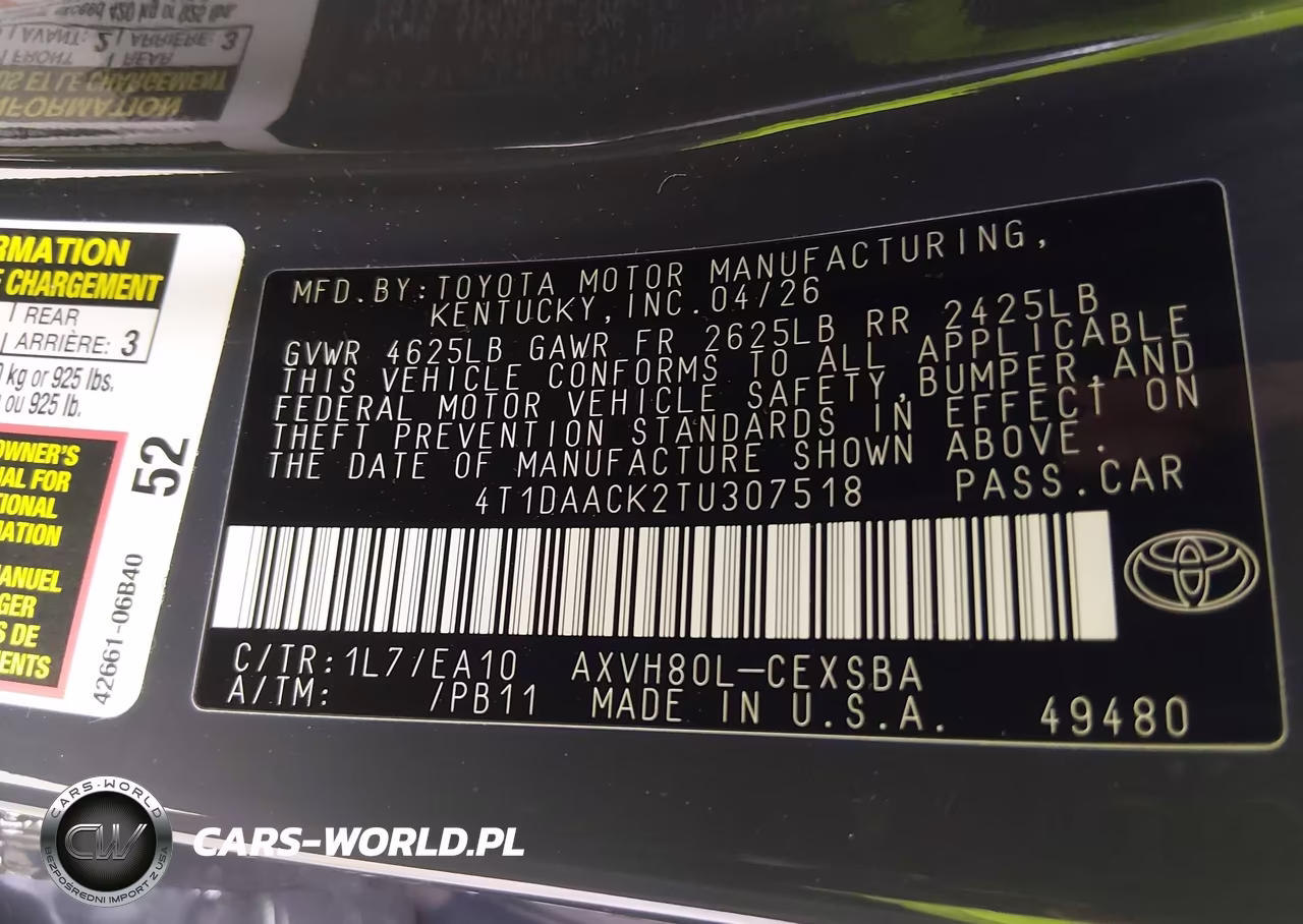 2026 Toyota Camry Se VIN:4T1DAACK2TU307518 - 9