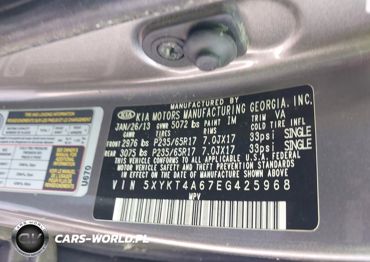 2014 Kia Sorento Lx VIN:5XYKT4A67EG425968 - 9