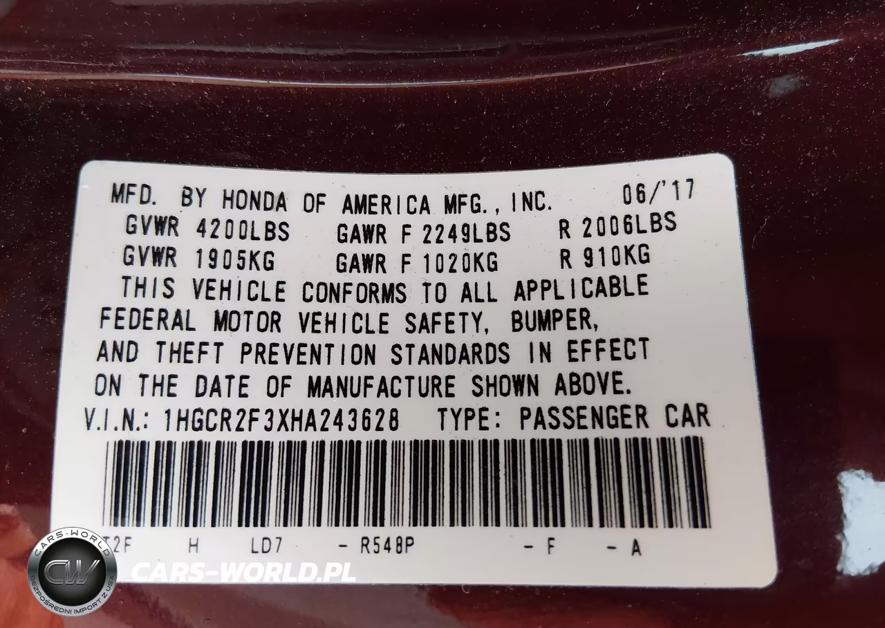 2017 Honda Accord Lx VIN:1HGCR2F3XHA243628 - 9
