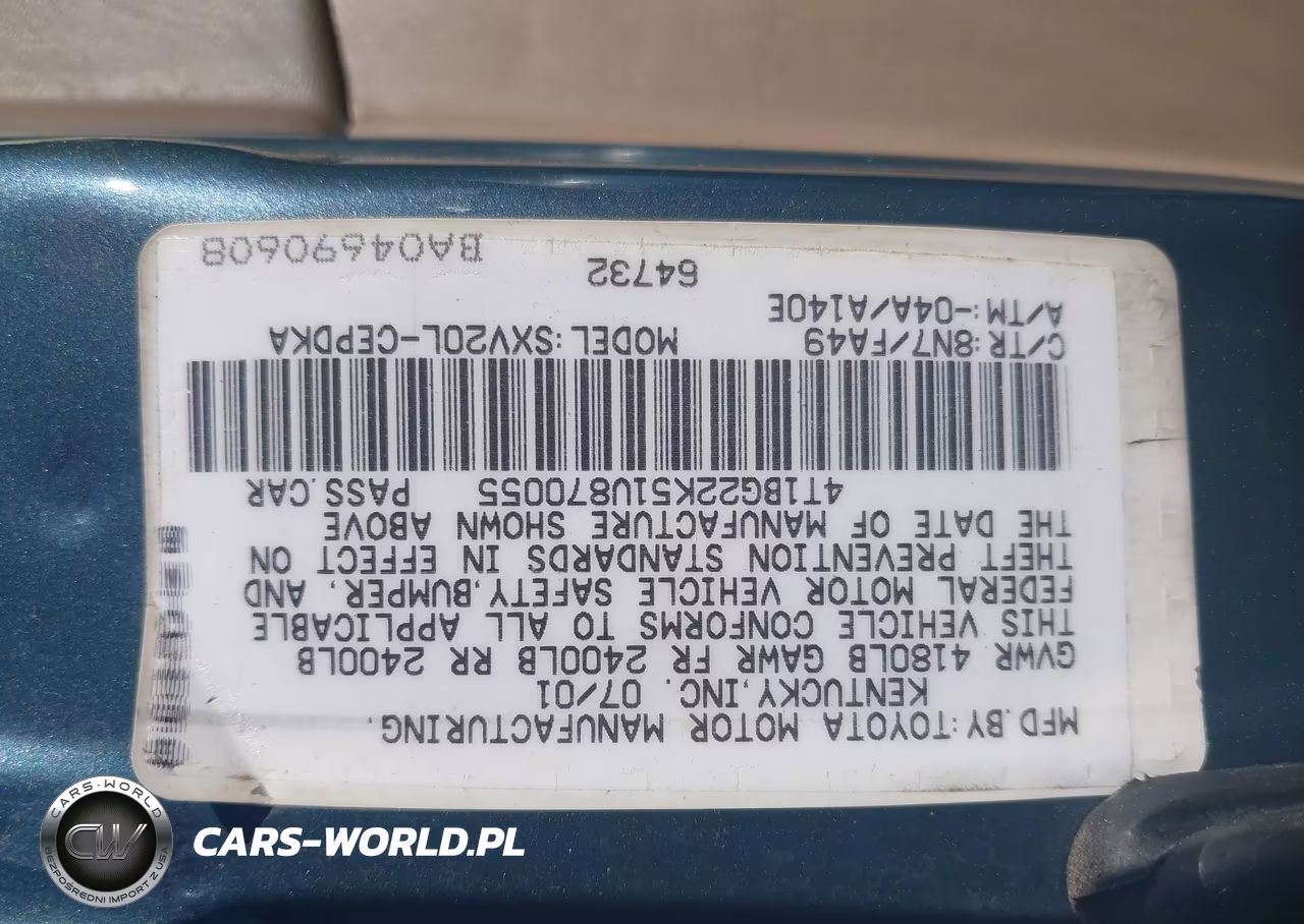 2001 Toyota Camry Ce VIN:4T1BG22K51U870055 - 9