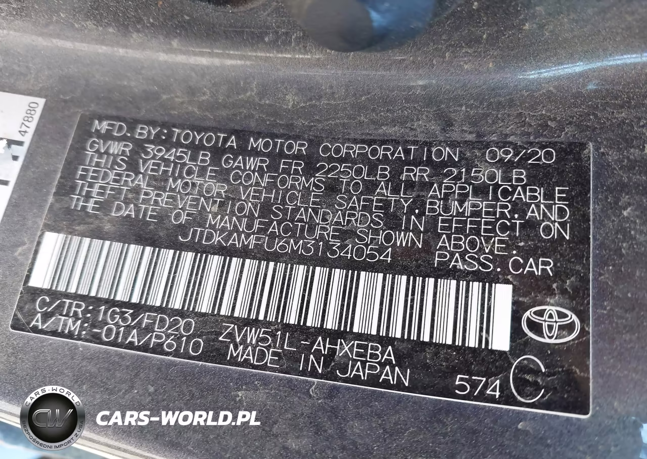 2021 Toyota Prius Le VIN:JTDKAMFU6M3134054 - 9
