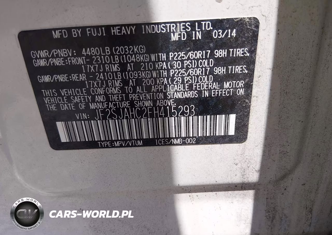 2015 Subaru Forester 2.5I Limited VIN:JF2SJAHC2FH415293 - 9