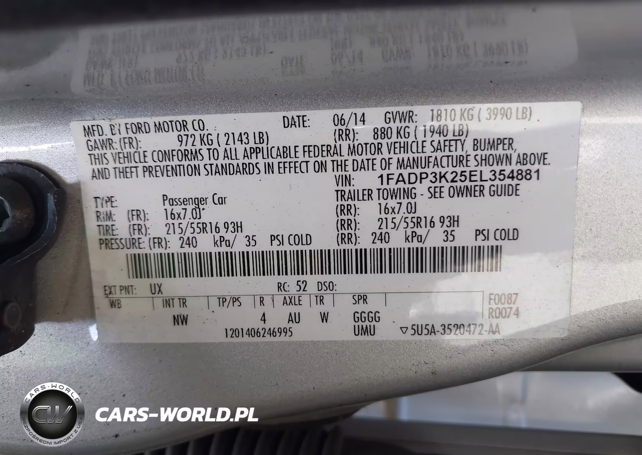 2014 Ford Focus Se VIN:1FADP3K25EL354881 - 9