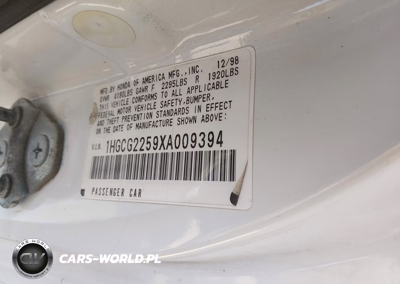 1999 Honda Accord Ex V6 VIN:1HGCG2259XA009394 - 9