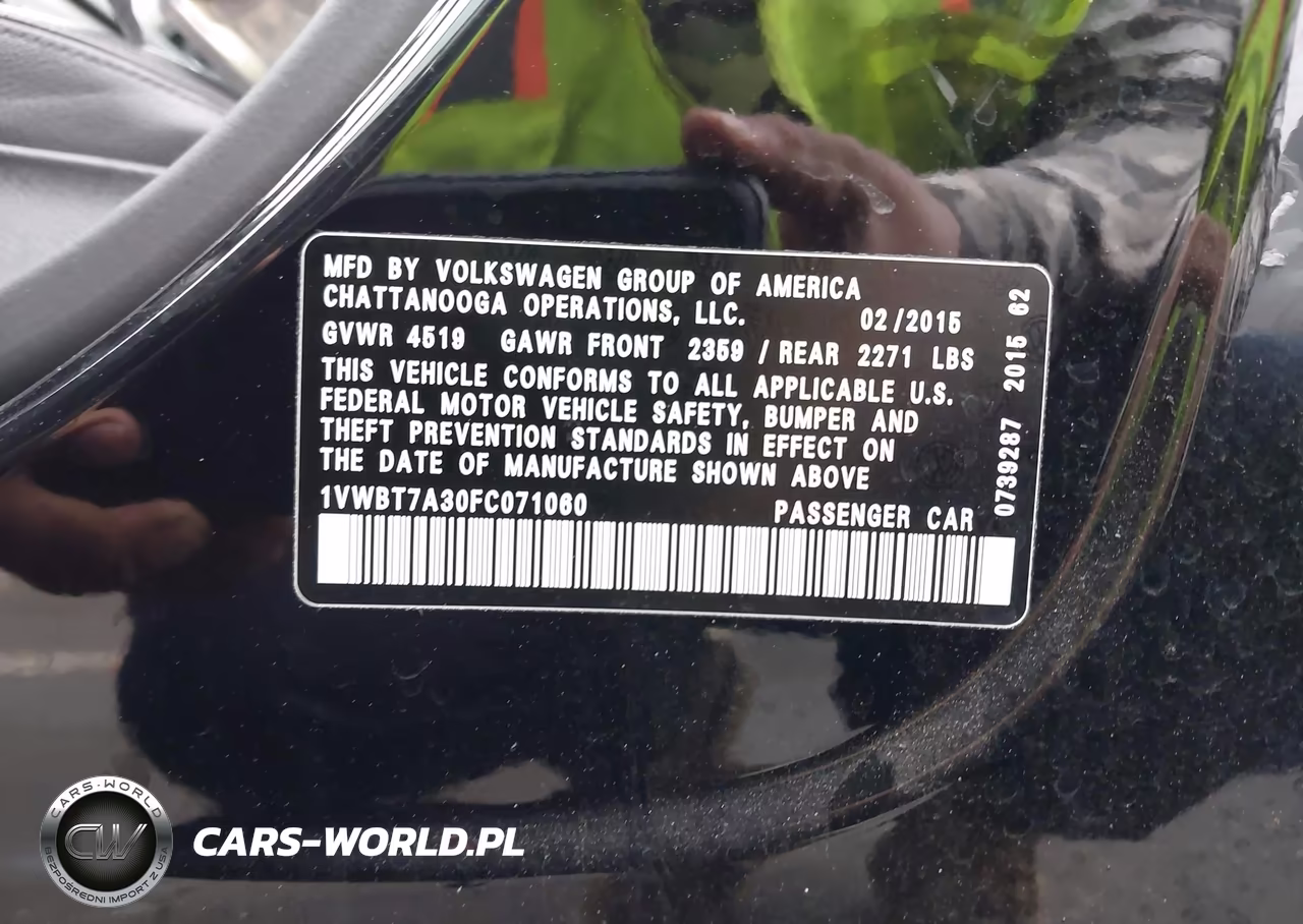 2015 Volkswagen Passat 1.8T Se VIN:1VWBT7A30FC071060 - 9