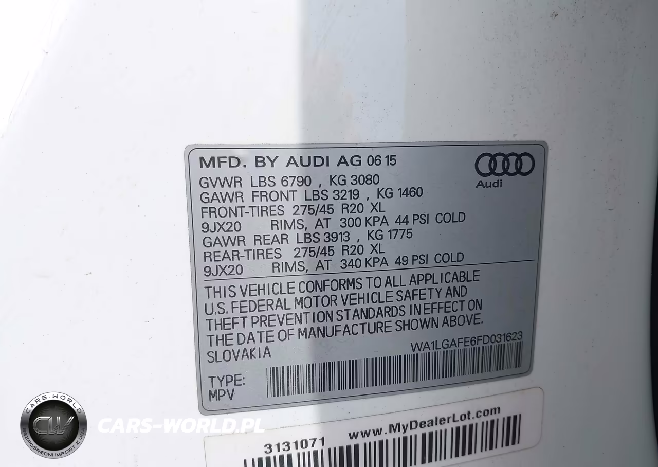 2015 Audi Q7 3.0T Premium VIN:WA1LGAFE6FD031623 - 9