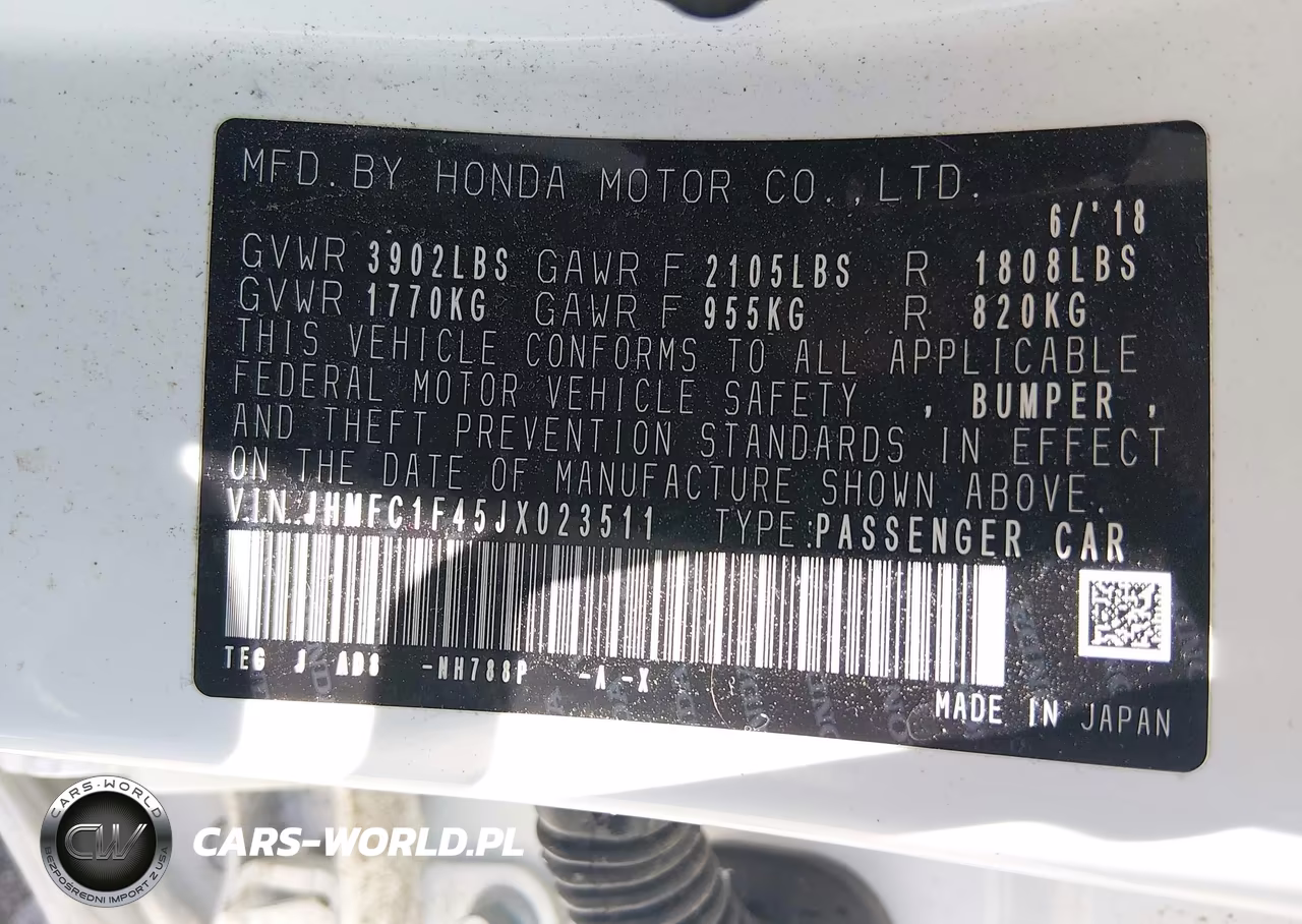 2018 Honda Civic Ex-T VIN:JHMFC1F45JX023511 - 9