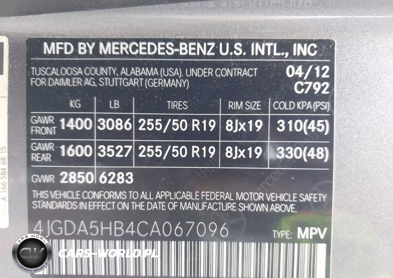 2012 Mercedes-Benz Ml 350 4Matic VIN:4JGDA5HB4CA067096 - 9