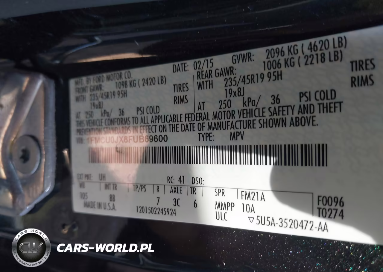 2015 Ford Escape Titanium VIN:1FMCU0JX8FUB69600 - 9